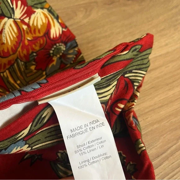 Pottery Barn Pillow Covers Floral Red Bird - Picture 7 of 8